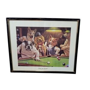 Arthur Sarnoff The Hustler Dogs Playing Pool Framed Art Print Vintage Style